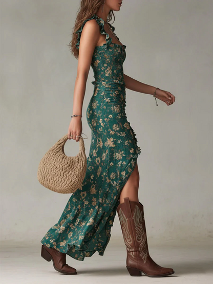 Zara | Vestido largo estilo boho retro